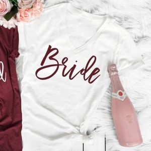 White Bride Shirt with Maroon Print - XL